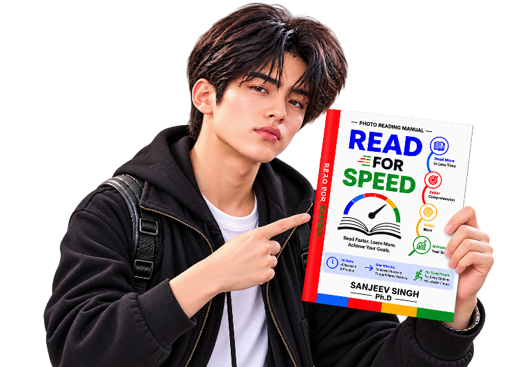 Korean student holding the Read for Speed book